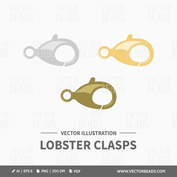 Vector Clip Art Pack of Lobster Clasp - Instant Download