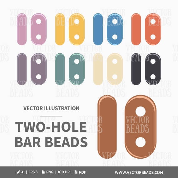 Vector Illustration Of Two Hole Bar Beads Digital Clipart Etsy