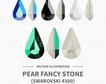 Swarovski 4300 Pear Fancy Stone Vektor Illustration - Instant Download