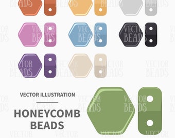 Vector Clipart Pack of Two-Hole HoneyComb Beads for Creating Jewellery Making Instructions