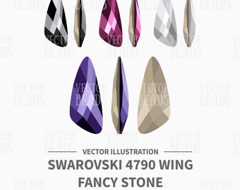 Vector Illustration of Swarovski 4790 Wing Fancy Stones - Digital Items