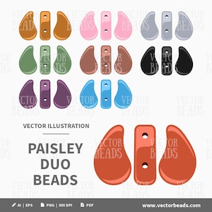 Ensemble de deux trous de perles Paisley duo de cliparts vectoriels - téléchargement immédiat