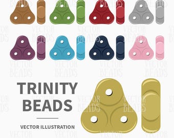 Conjunto de imágenes prediseñadas vectoriales de cuentas Trinity de 3 agujeros - Descarga instantánea