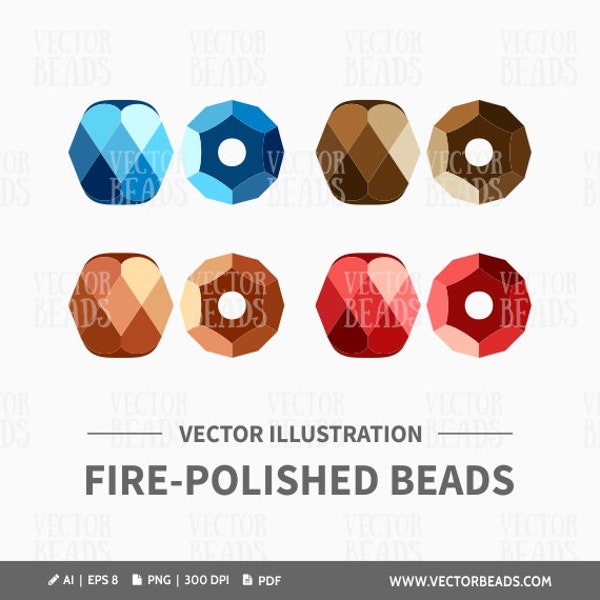 Vector Illustration of Fire-Polished Beads - Vector Clip Art - Instant Download