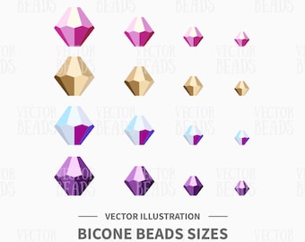 Conjunto de imágenes prediseñadas vectoriales de cuentas bicono: descarga instantánea