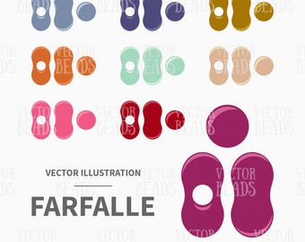 Vector Clipart Set of Farfalle Peanut Seed Beads - Instant Download