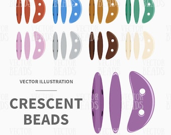 Clip Art Set von Zwei-Loch-Crescent Beads - zum sofortigen Download