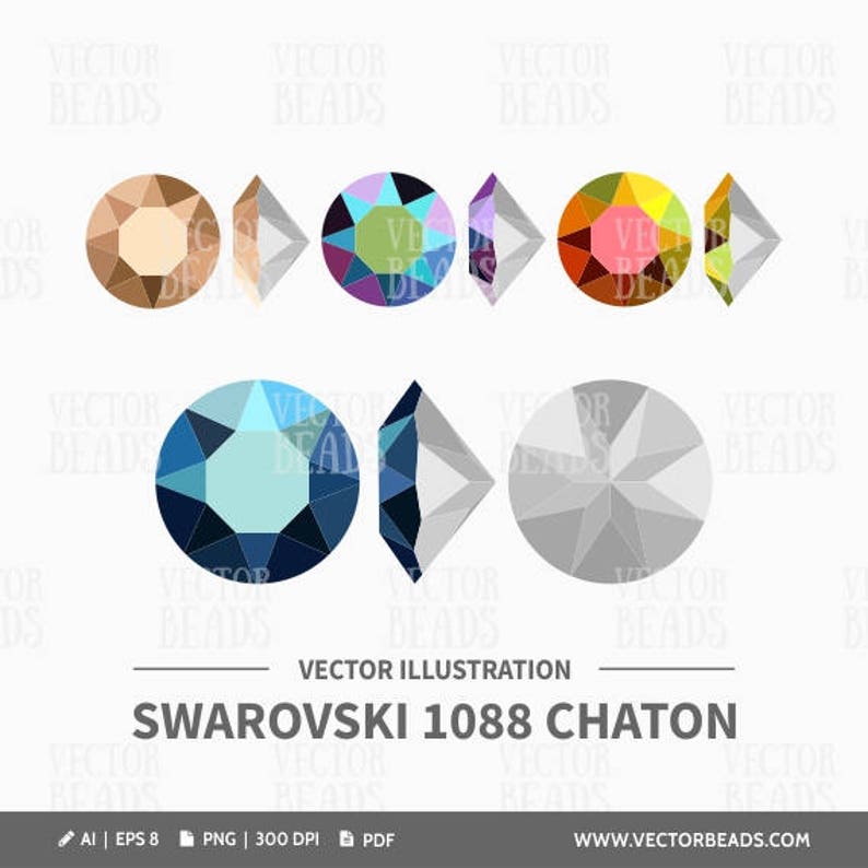 Vector Illustration of Swarovski 1088 Chaton Stone Digital Clipart image 1