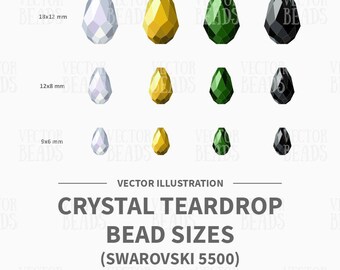 Vector Illustration of Swarovski Teardrop Beads 5500 - Instant Download