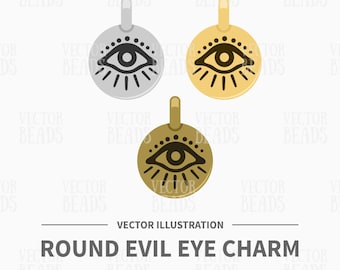 Vector Clipart Set of Round Evil Eye Charms - Instant Download