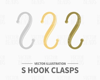 Vector Clipart Pack de S Hook Clasp para dibujar patrones de cuentas - Descarga instantánea