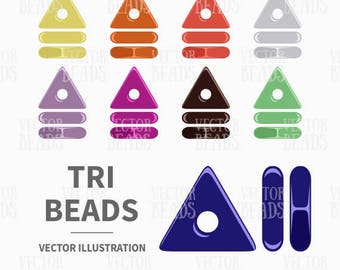 Clip Art Set of Tri-Beads - Beads Vector Graphics - Instant Download