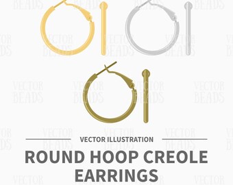 Vector Clip Arte Set de Round Hoop Creole Pendientes - Descarga Instantánea
