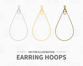 Vector Clipart Set of Earring Teardrop Hoop - Instant Download