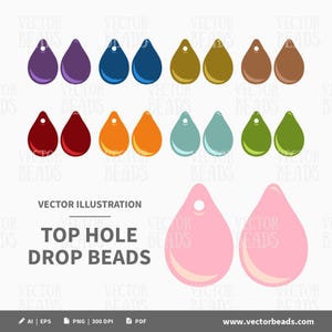 Vector Clip Art Set of Top Hole Drop Beads - Instant Download