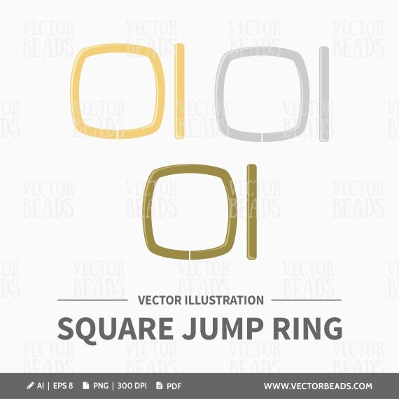 Vector Clip Art Set of Square Jump Rings - Instant Download - Etsy