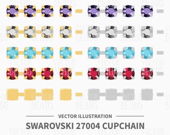 Vector Illustration of Swarovski 27004 Round Cupchain - Digital Clipart Set