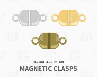 Vector Clipart Set of Magnetic Jewelry Clasps - Instant Download