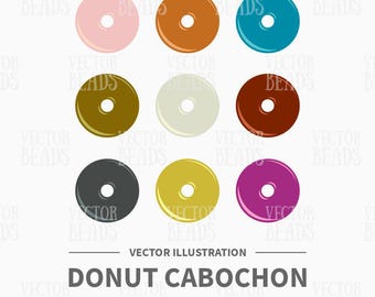 Vector Clipart Set of Donut Cabochons - Instant Download
