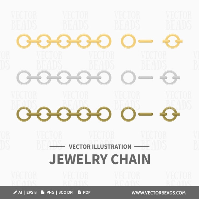 Vector Clipart Set Of Jewellery Chains Instant Download image 1