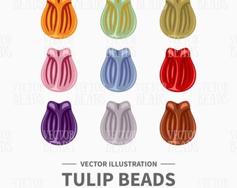 Vector Clip Art Pack of Tulip Beads - Instant Download