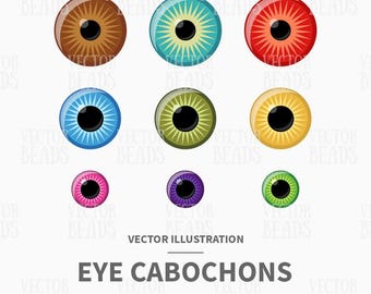 Vector Clipart Set of Eye Cabochons - Instant Download