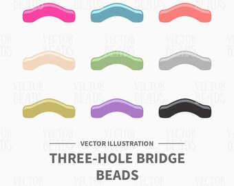 Conjunto de imágenes prediseñadas vectoriales de cuentas de puente de tres agujeros - Descarga instantánea