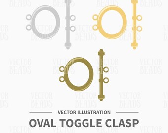 Vector Clip Art Pack of Oval Toggle Clasp - Instant Download