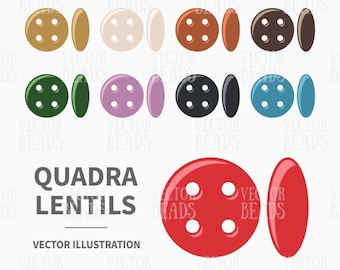 Vector Clipart Set of QuadraLentil Beads - Instant Download