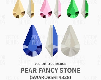 Vector Illustration of Swarovski 4328  Pear Fancy Stone - Instant Download