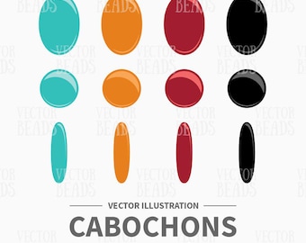 Vector Illustration of Round-Oval Cabochons - Instant Download