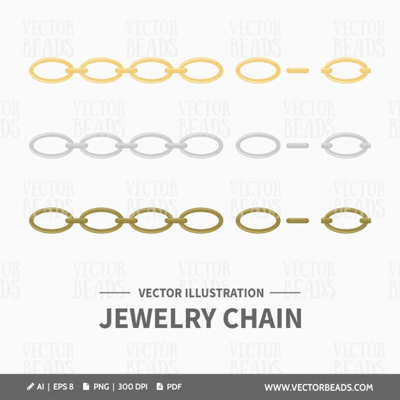 Vector Clipart of Chains for Drawing Jewellery Instructions Instant Download image 1