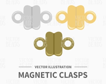 Vector Clipart Pack of Magnetic Clasps - Instant Download