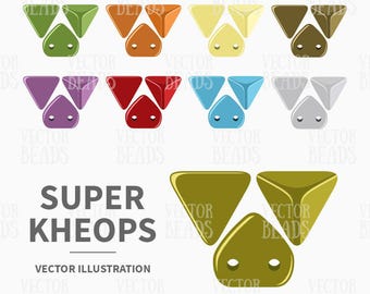 Conjunto de imágenes prediseñadas vectoriales de cuentas Super Kheops de dos agujeros - Descarga instantánea