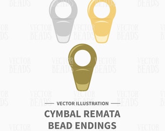 Vector Clipart Set Of Cymbal Remata Bead Endings - Instant Download