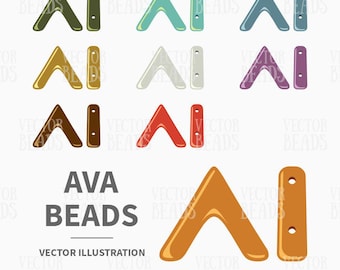 Vector Clip Art Pack of Three Hole Ava Beads - Instant Download