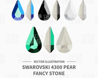 Vector Illustration of Swarovski 4300 Pear Fancy Stone - Instant Download