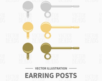 Vector Clip Art Conjunto de Postes de Pendientes de Bola - Descarga Instantánea