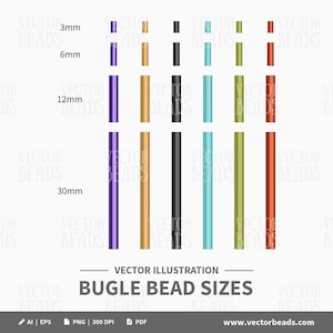 Clip Art Set of Bugle Beads - Digital Beads - Instant Download