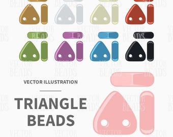 Clipart Set of Two-Hole Triangles - Beads Vector Graphics - Instant Download