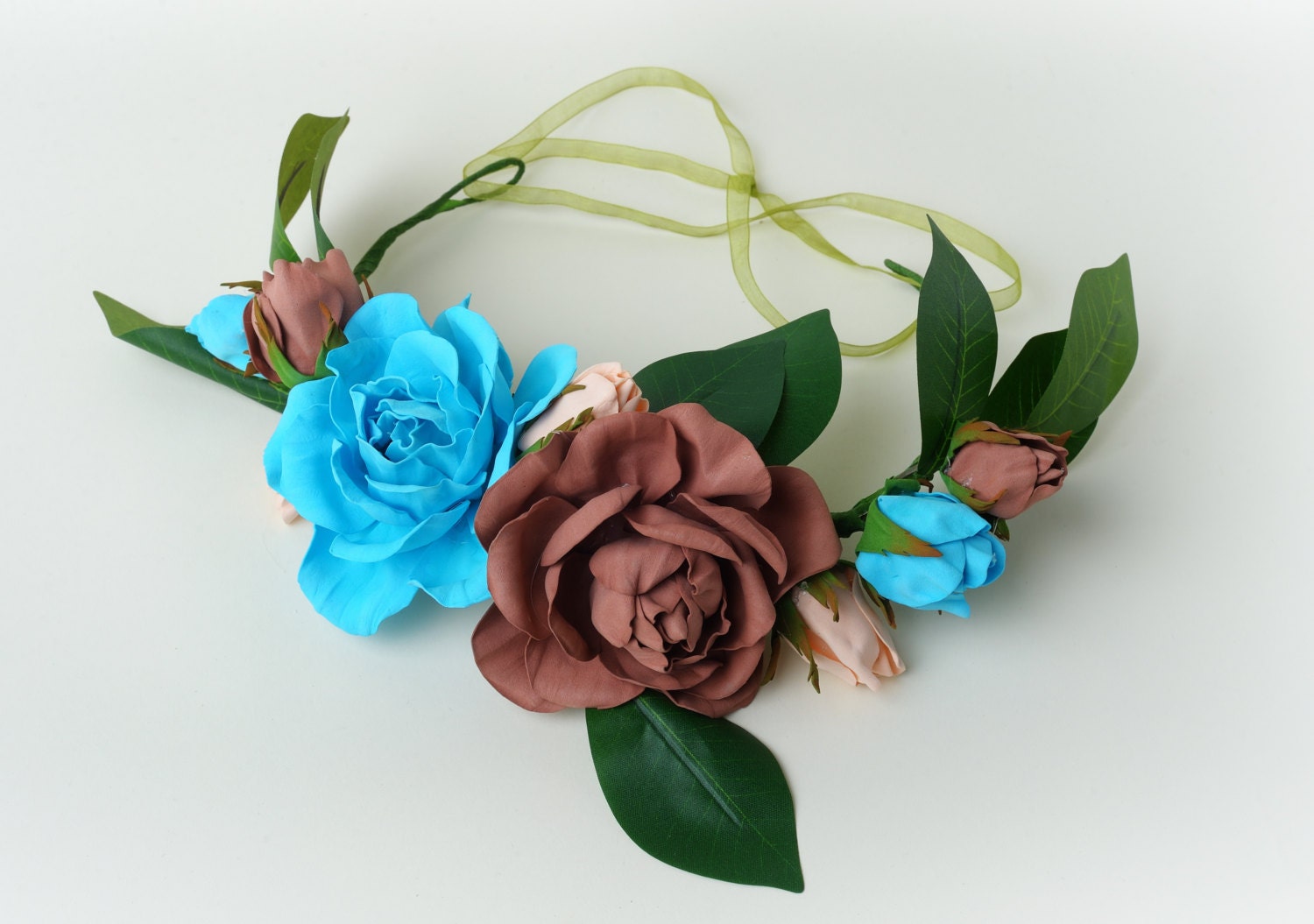 Café Mariage Collier de Chien, Chien Floral Noeud Papillon, Fleurs Bleus et Marron, Accessoire Pour 