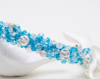 Wedding dog collar,Blue ice pearl dog collar