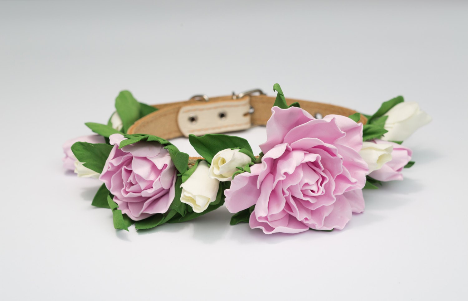 Mariage Collier de Chien, Chien Floral Noeud Papillon, Fleur Rose, Cuir, Accessoires Pour Animaux Co