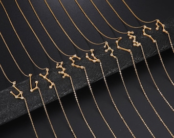NECKLACE Zodiac Constellation Sign Necklace Star Sign Astrology Pendants Silver Necklace Gold Star Sign Dainty Chokers Necklace Horoscope