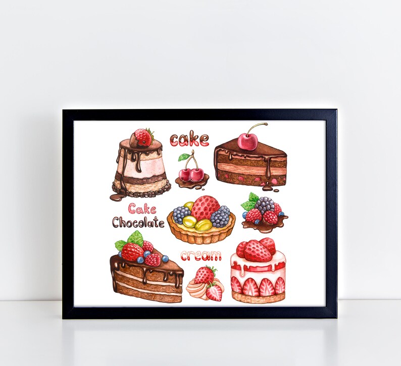 CAKES Art Desserts Canvas Cake Print Decor Cakes Slices Decor Sweets Print Canvas Printable Cake Decor Cake Art Wall Cakes Art Print