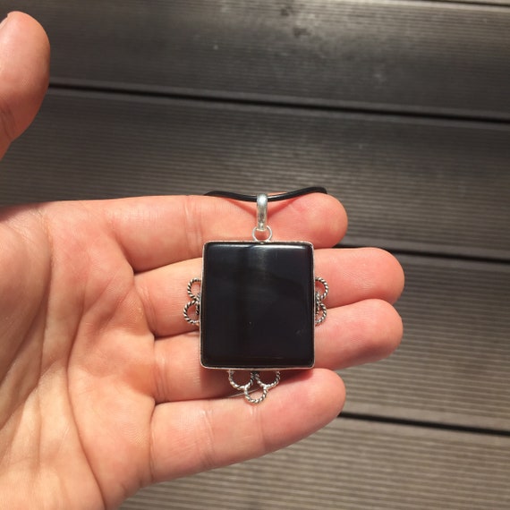 BLACK ONYX Necklace Black Pendant Onyx 