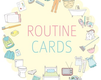 Children's Printable ROUTINE CARDS -Digital File Instant Download- Routines, daily schedule, home system, responsibilities, school, habits