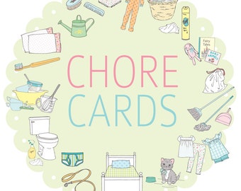 Children's Printable CHORE CARDS without points-Digital File Instant Download- Routine Cards, daily schedule, chore system, responsibilities