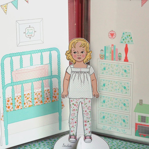 Printable PAPER Doll HOUSE Backgrounds set- pdf instant download - use to make a Travel Binder Doll House