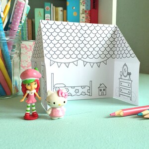 Printable Origami House to COLOR Digital File Instant Download paper craft, paper house, coloring page image 2